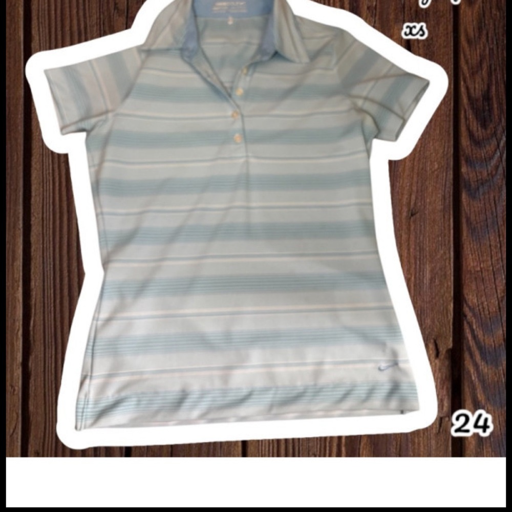 Nike Blue and White Fitted Polo Shirt